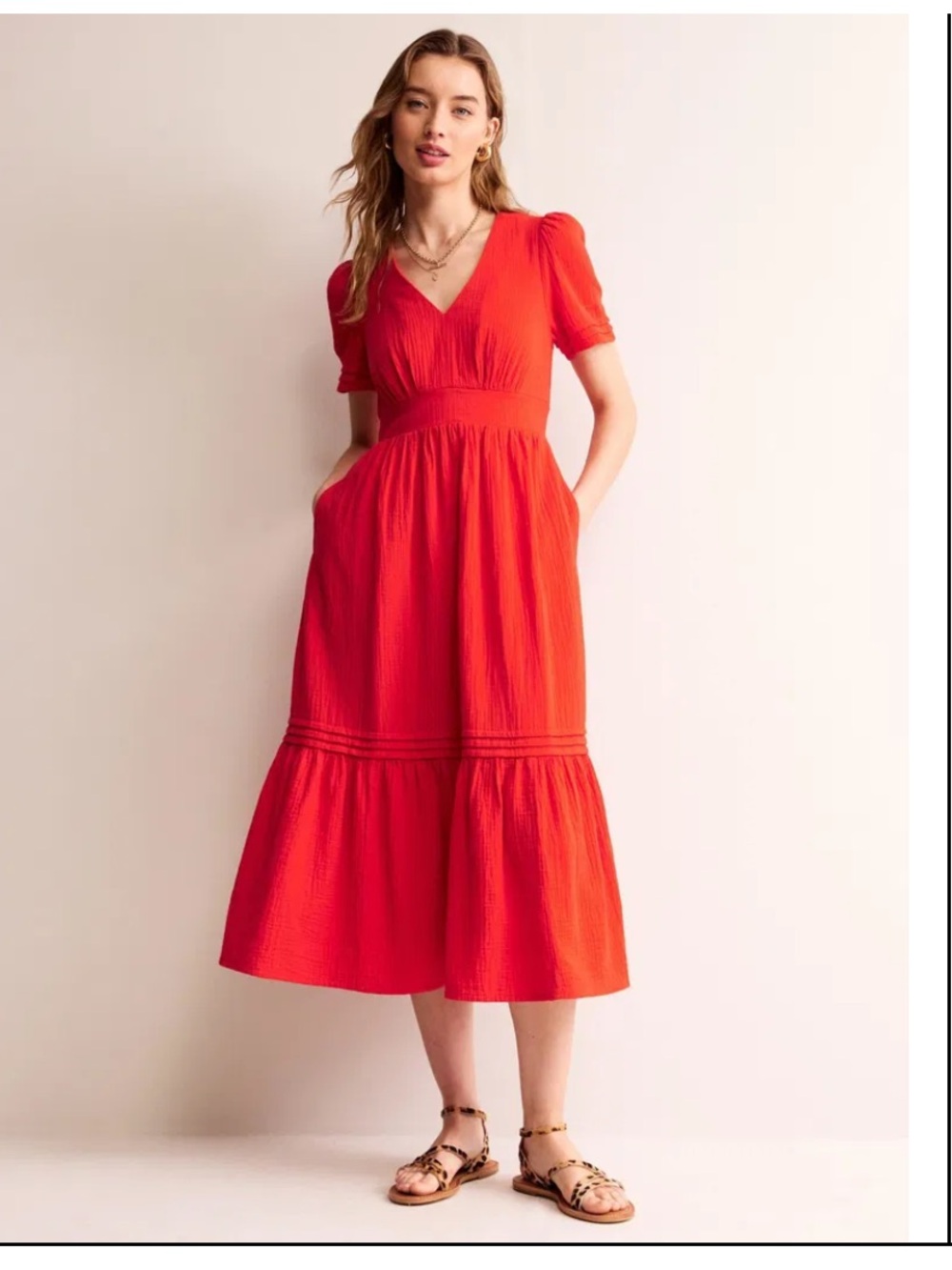 BODEN Eve Tiered Puff Sleeve Dress - Picture 1 of 6